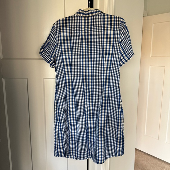 Theory Mayvine Dillon plaid linen-blend shirtdress blue white short sleeve - Picture 7 of 7